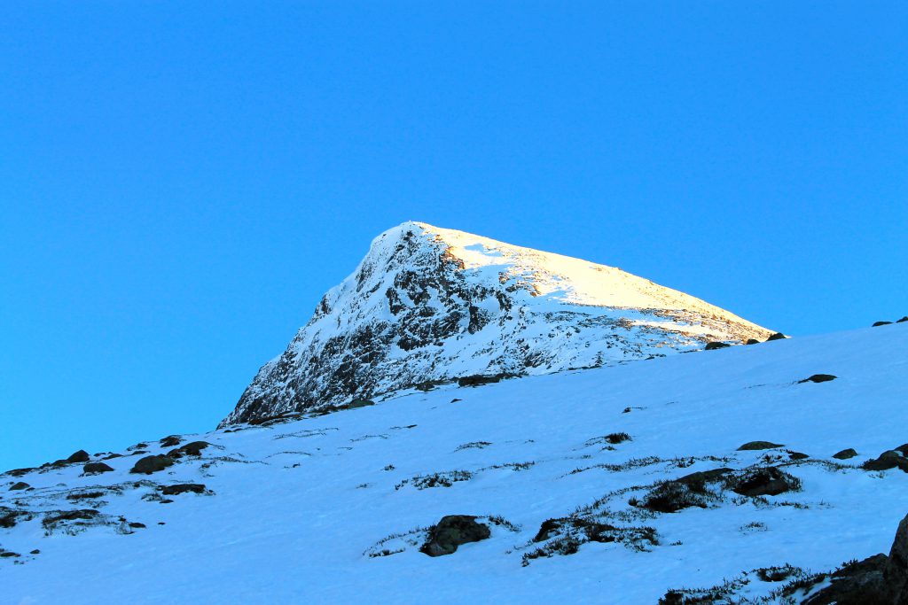 På vei opp Norges lengste sammenhengende motbakke fra fjord til toppen av Skåla.